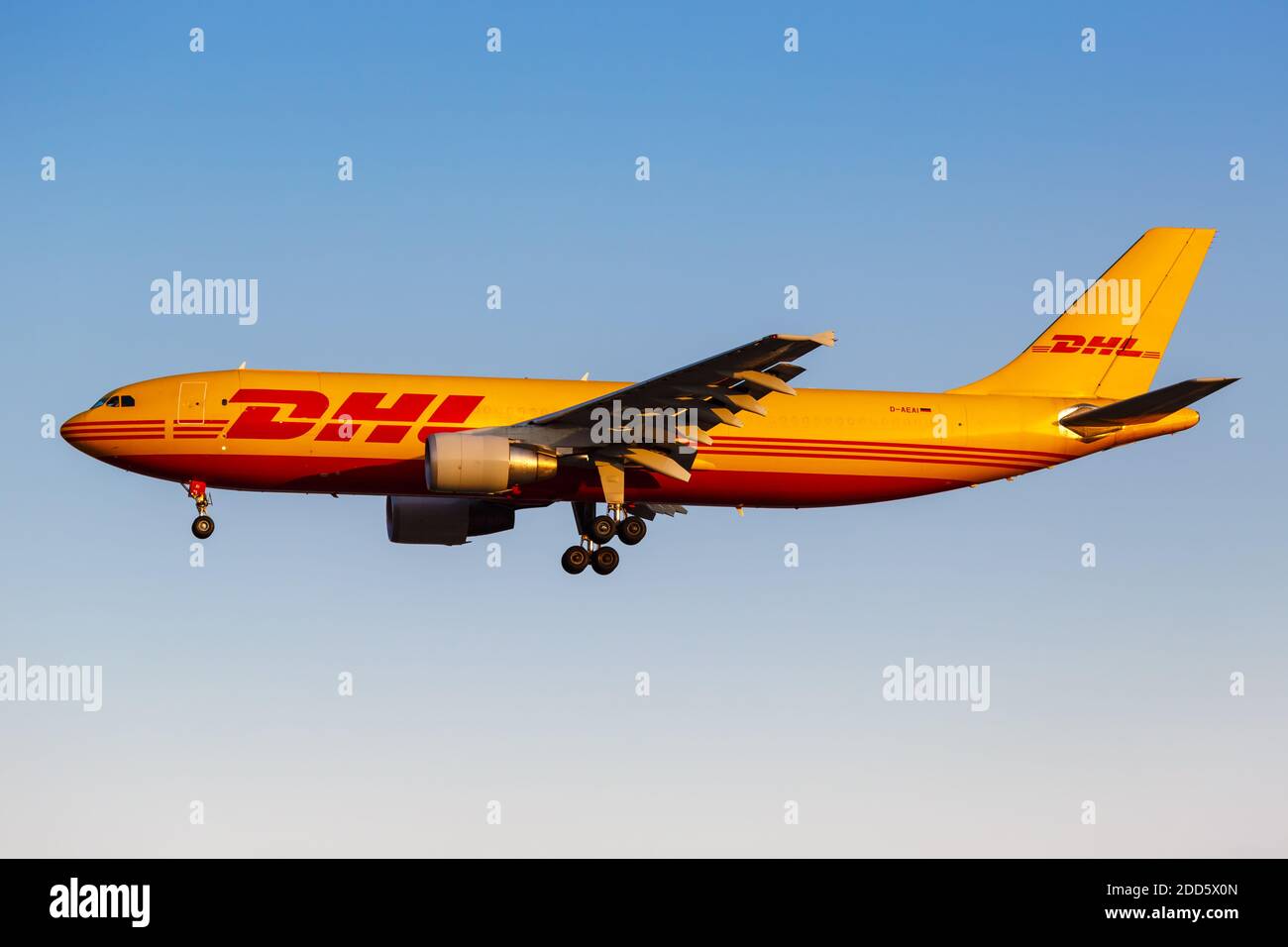Athens, Greece - September 21, 2020: DHL European Air Transport Airbus A300-600F airplane Athens Airport in Greece. Airbus is a European aircraft manu Stock Photo