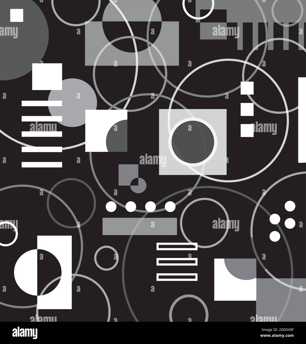 Retro Background Pattern with Circles and Squares in Black and White ...