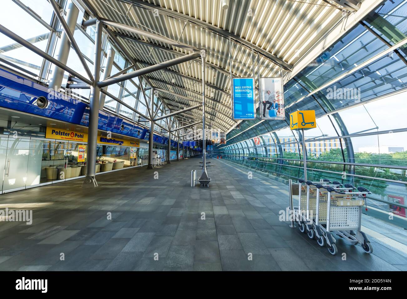 Leipzig, Germany - August 18, 2020: Terminal building of Leipzig Halle LEJ Airport in Germany. Stock Photo