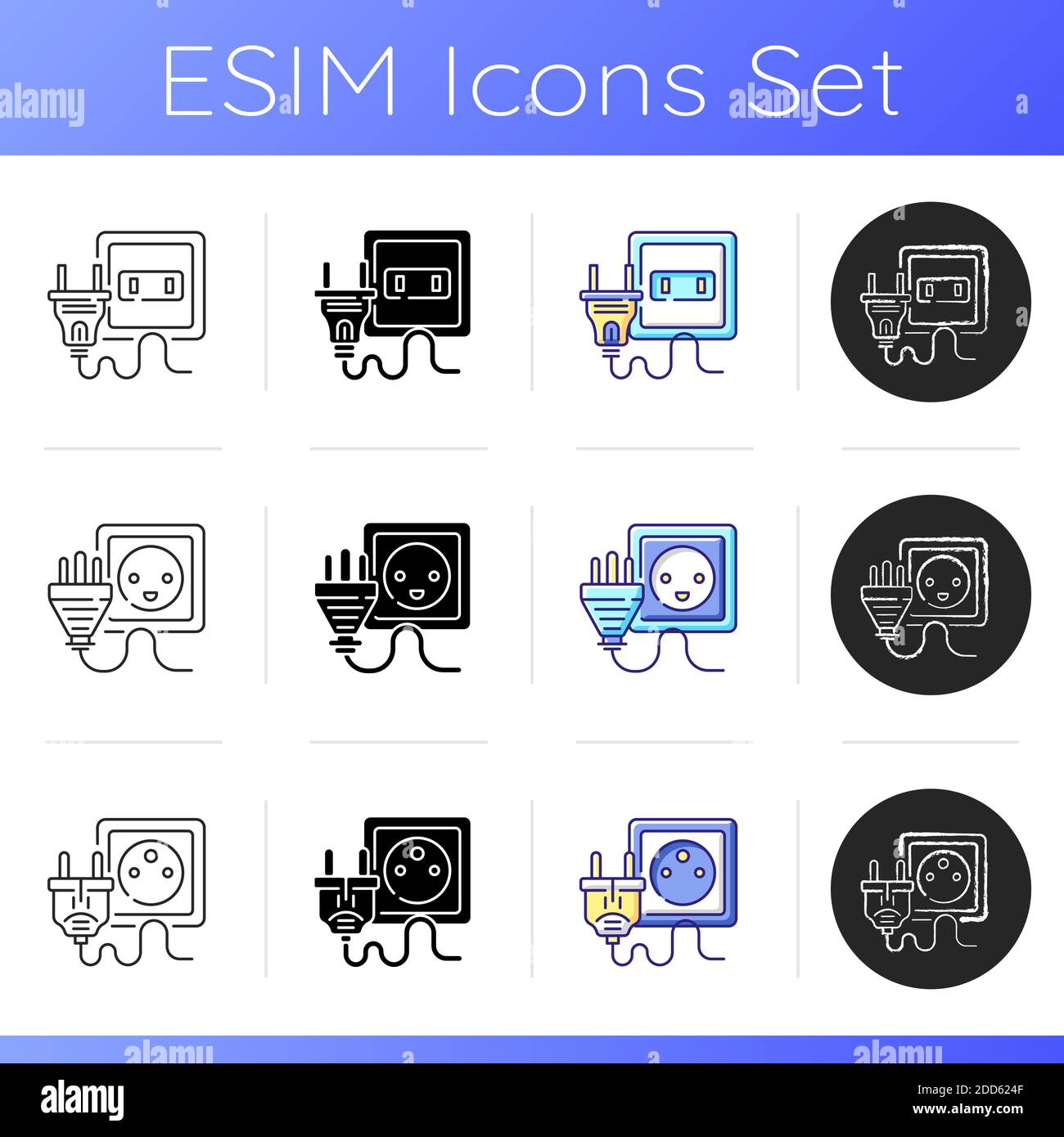 Plugs icons set Stock Vector
