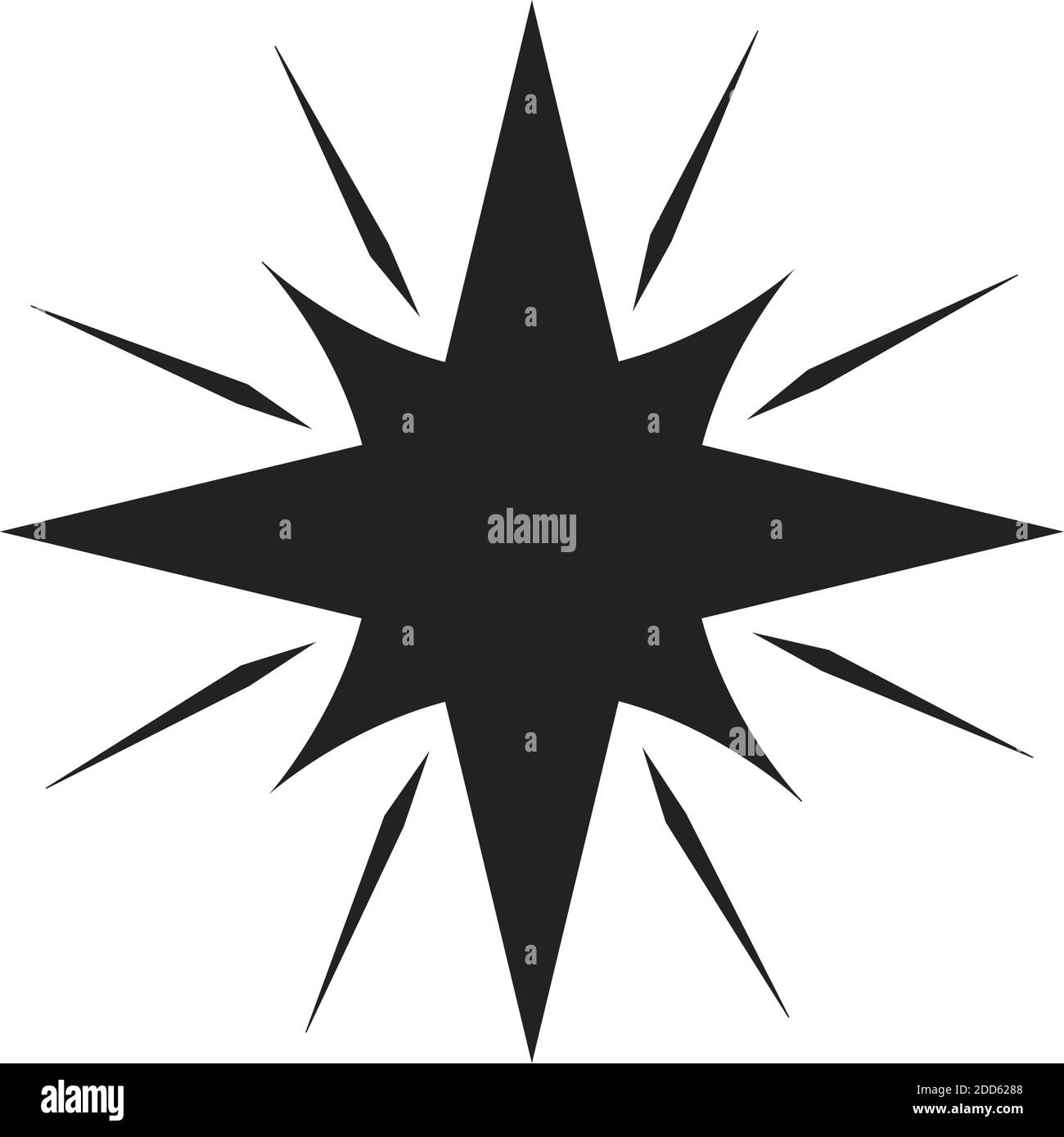 star with 8 points and lines silhouette style icon vector design Stock ...