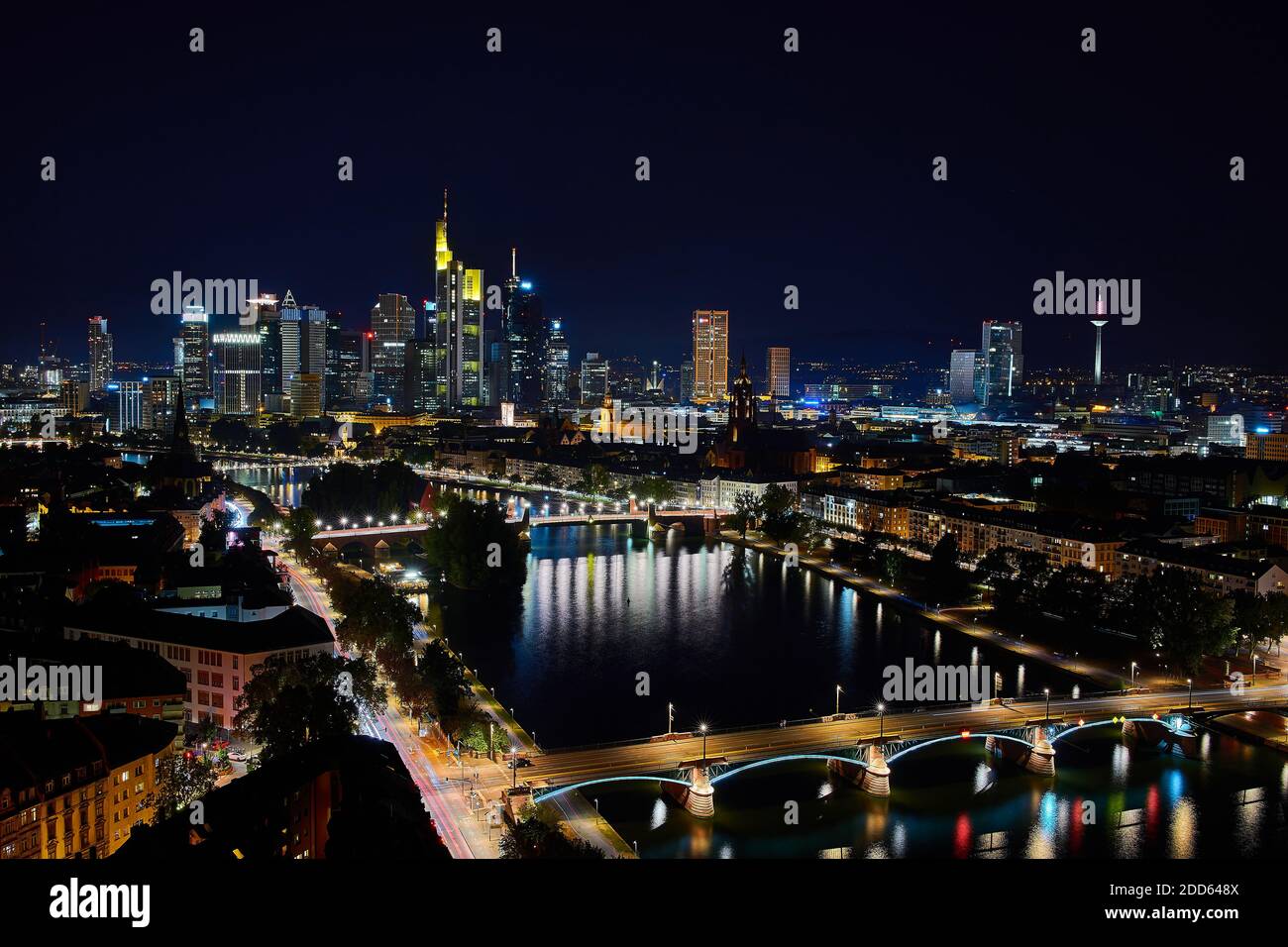 Beautiful Skyline of Frankfurt at Night Stock Photo - Alamy