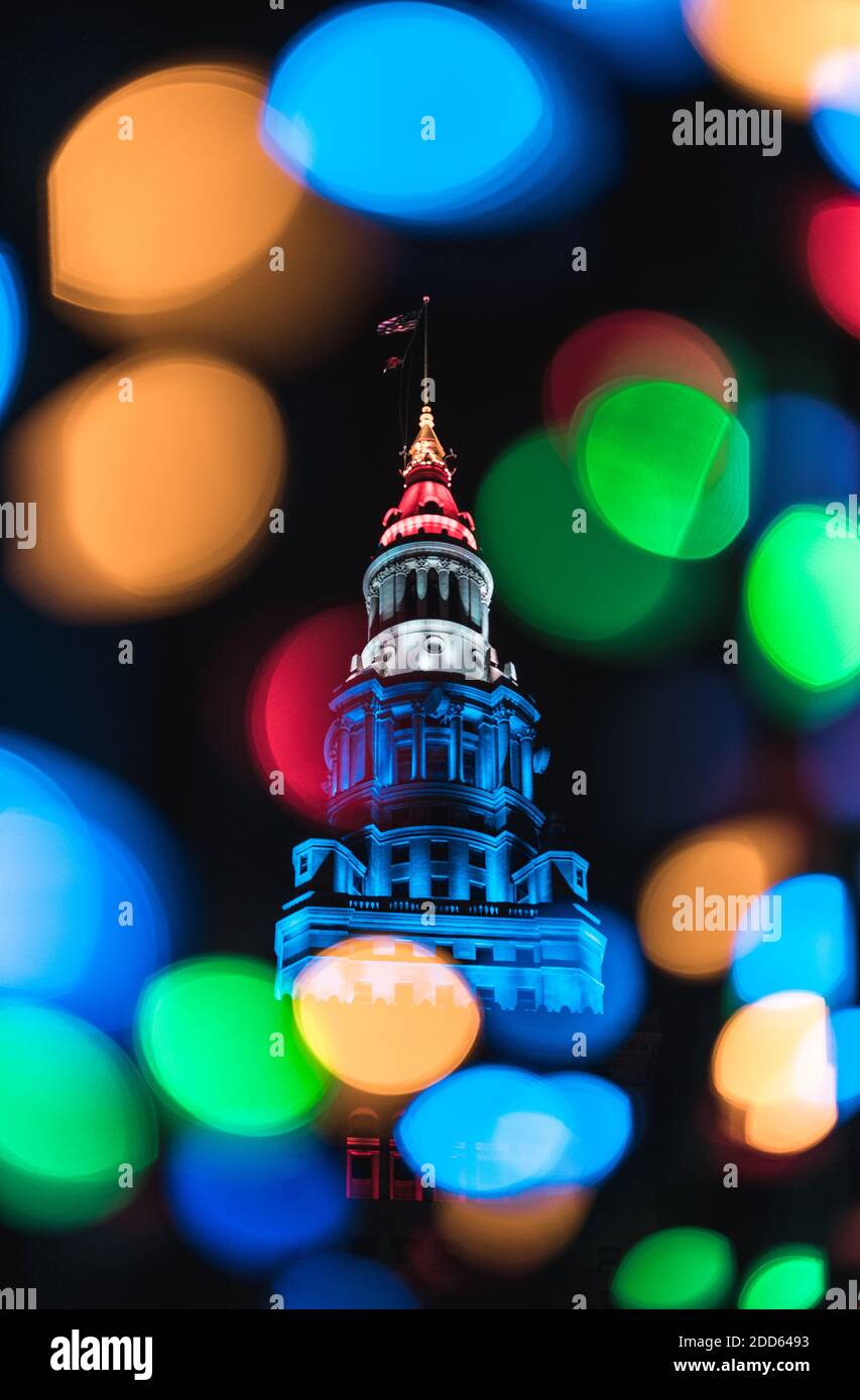 Cleveland Public square christmas lights 2020 Stock Photo