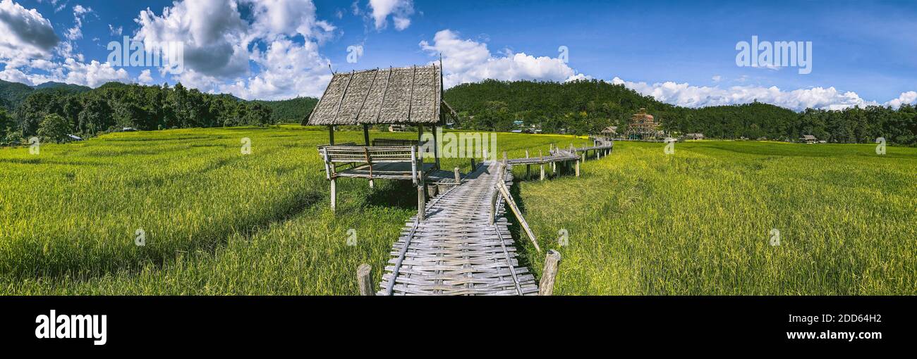 Bamboo Bridge in Pai, Mae Hong Son, Chiang Mai, thailand Stock Photo
