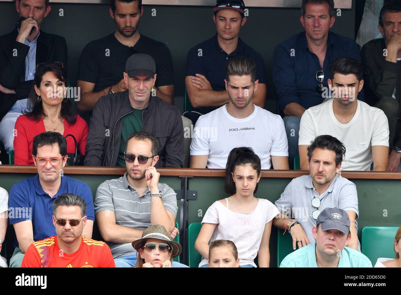 Zinedine Zidane, his wife Veronique and their sons Luca and Enzo attend the  Men Final of the 2018 French Open - Day Fithteen at Roland Garros on June  10, 2018 in Paris,