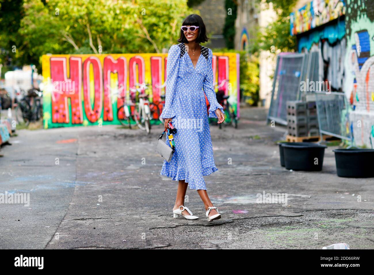 Street style, Babba Rivera arriving at Stine Goya spring summer 2019 ...