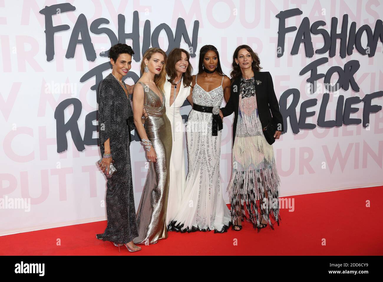 Farida Khelfa, Natalia Vodianova, Carla Bruni, Naomi Campbell and Marpessa Hennink attend Fashion for Relief Cannes 2018 at Aeroport Cannes Mandelieu during the 71st annual Cannes Film Festival on May 13, 2018 in Cannes, France. Photo by Nasser Berzane/ABACAPRESS.COM Stock Photo