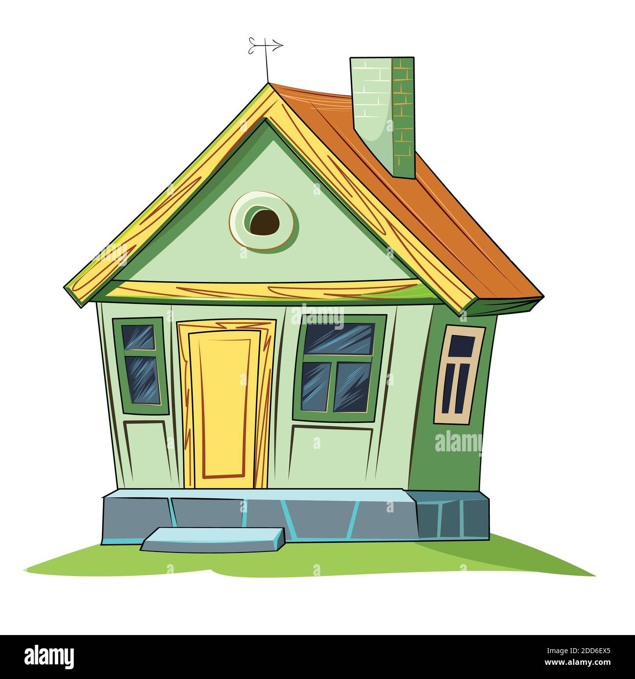Old village house. Fabulous cartoon object. Cute childish style. Ancient  dwelling. Tiny, small. Isolated on white Stock Photo - Alamy
