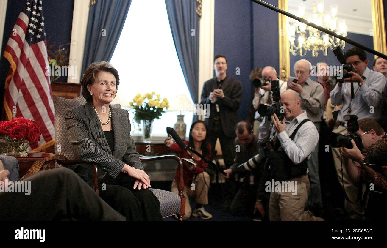 NO FILM, NO VIDEO, NO TV, NO DOCUMENTARY - House Speaker-designate Nancy Pelosi (D-CA) speaks to reporters in the Capitol following a closed meeting to discuss Democrats' legislative agenda in Washington, DC, USA, on November 20, 2006. Photo by Chuck Kennedy/MCT/ABACAPRESS.COM Stock Photo