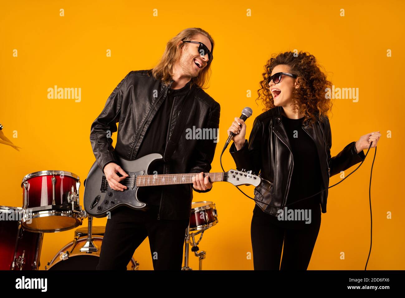 Famous artist two people recording sound solo song woman sing event