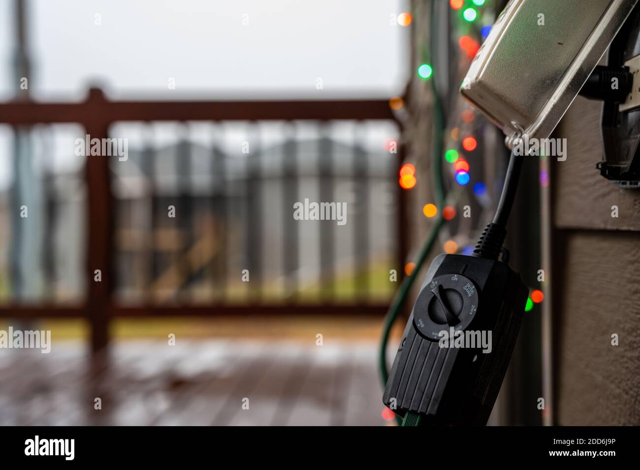 Outdoor setup and installation of Christmas decorations using a timer ...