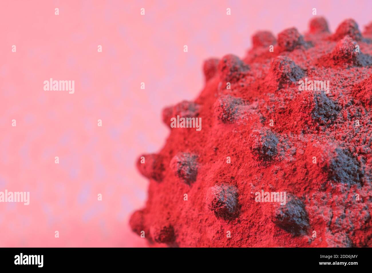 Surface treated mock-up of a virus model. For Covid vaccine breakthrough, Coronavirus vaccine, virology, viral breakdown, model coronavirus. Stock Photo