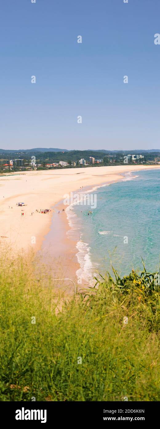 Panoramic photo of Coolangatta beach, Queensland, Gold Coast, Australia Stock Photo