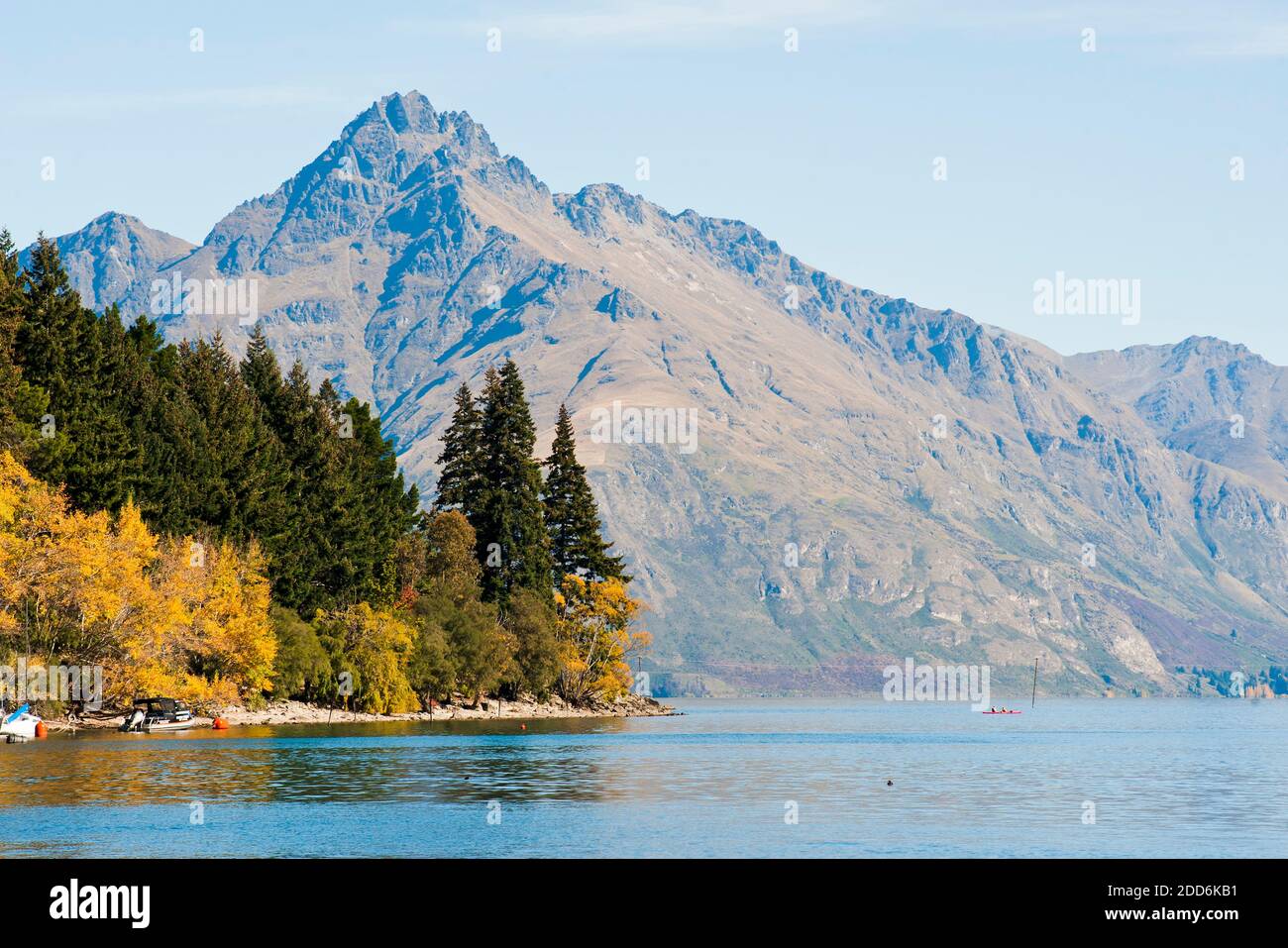 Lake Wakatipu in Autumn, Queenstown, South Island, New Zealand Stock Photo