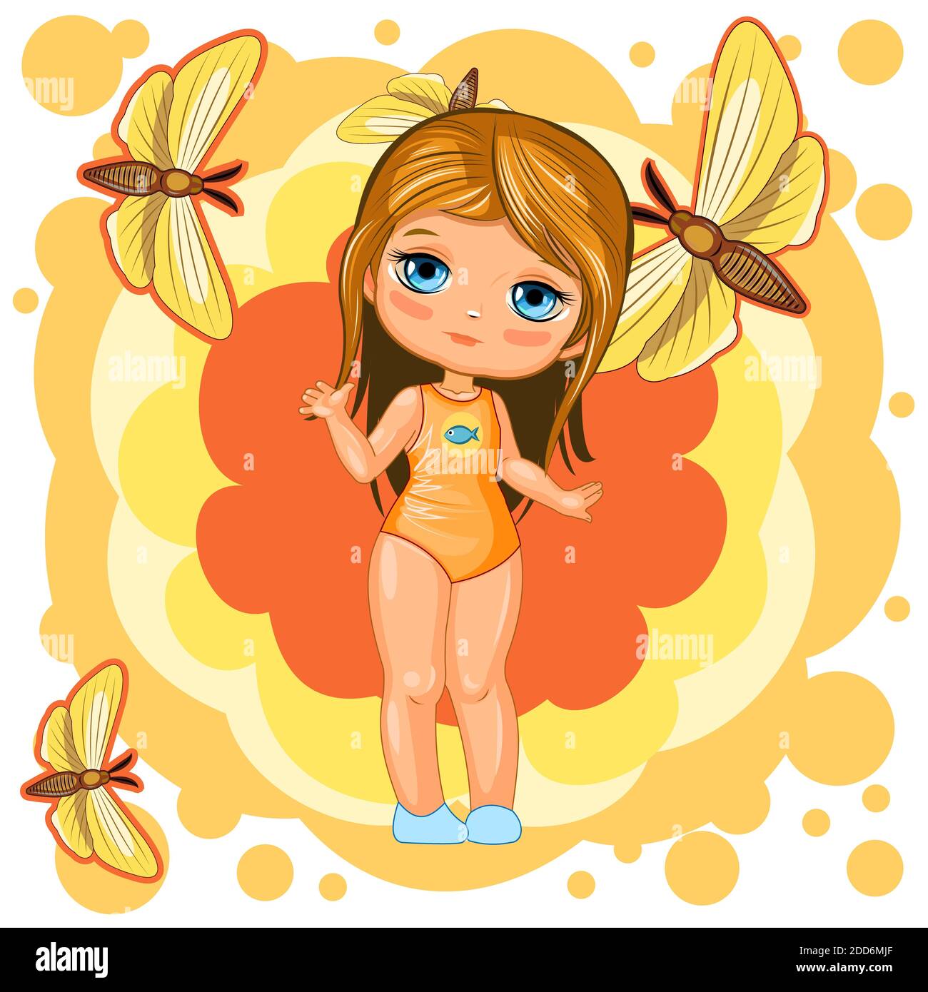 Cute little girl in a swimsuit. Cheerful funny child in a good mood. The isolated object on a white background. Young baby in beachwear. Cartoon flat Stock Photo - Alamy Cute little girl in a swimsuit. Cheerful funny child in a good mood. The isolated object on a white background. Young baby in beachwear. Cartoon flat Stock Photo - Alamy