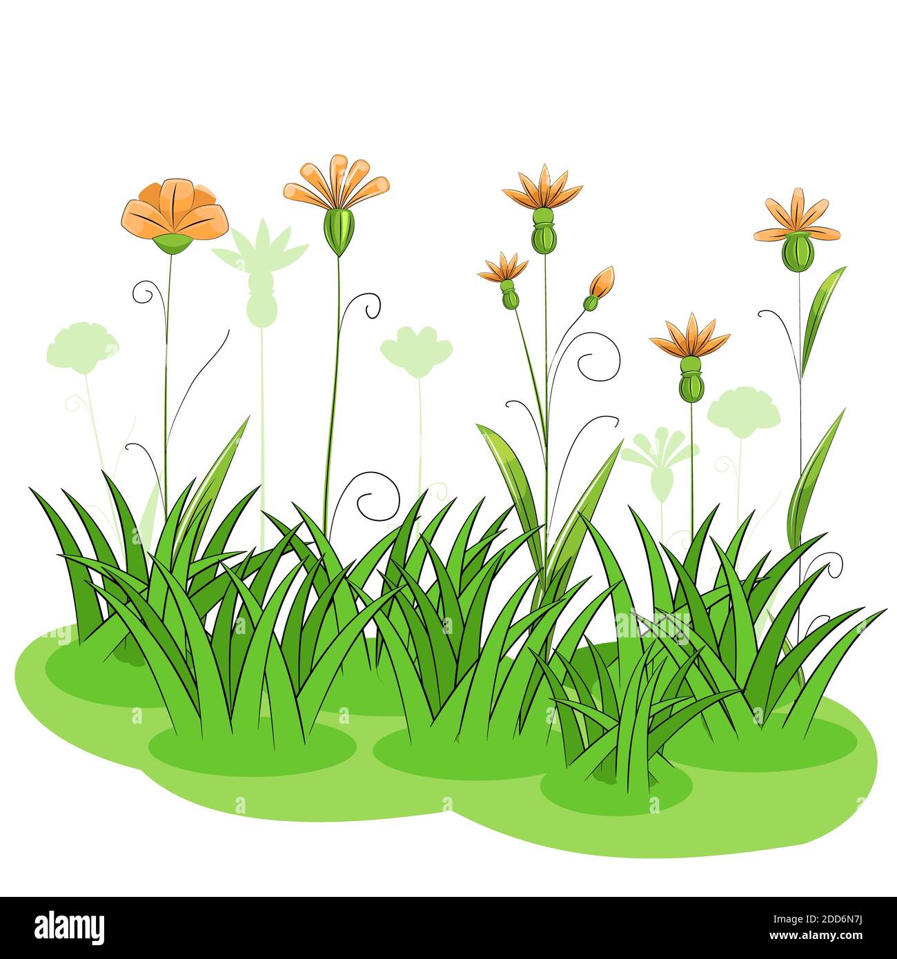 Cartoon Flowers And Grass