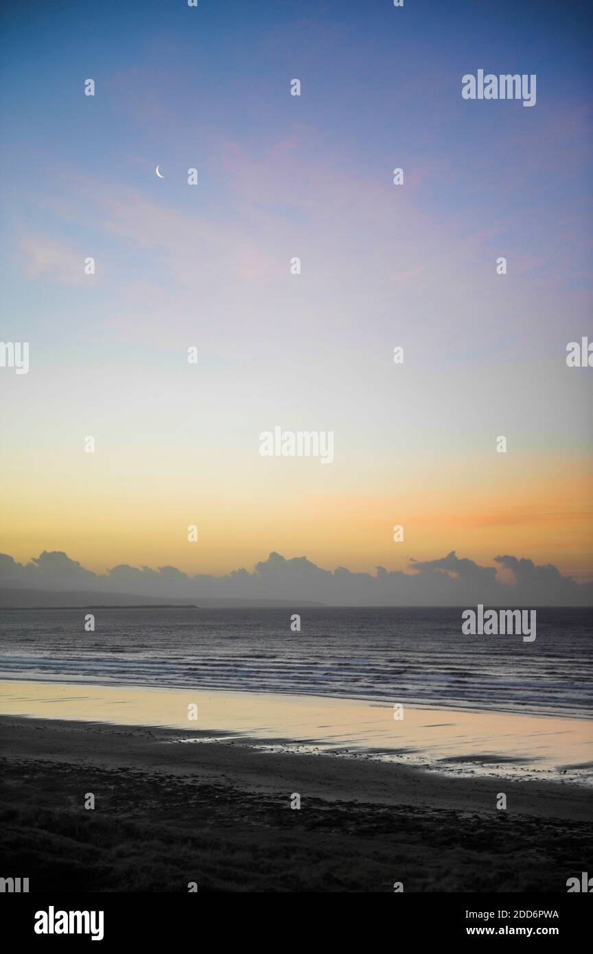 Black Rock Sands Beach at sunrise, near Porthmadog, North Wales Stock ...