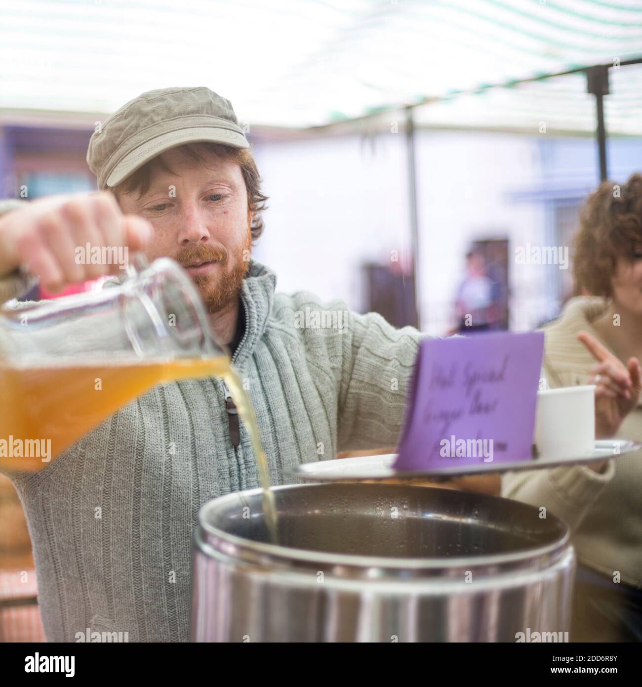Hot spiced ginger beer at Broadway Market, Hackney, London, England Stock Photo