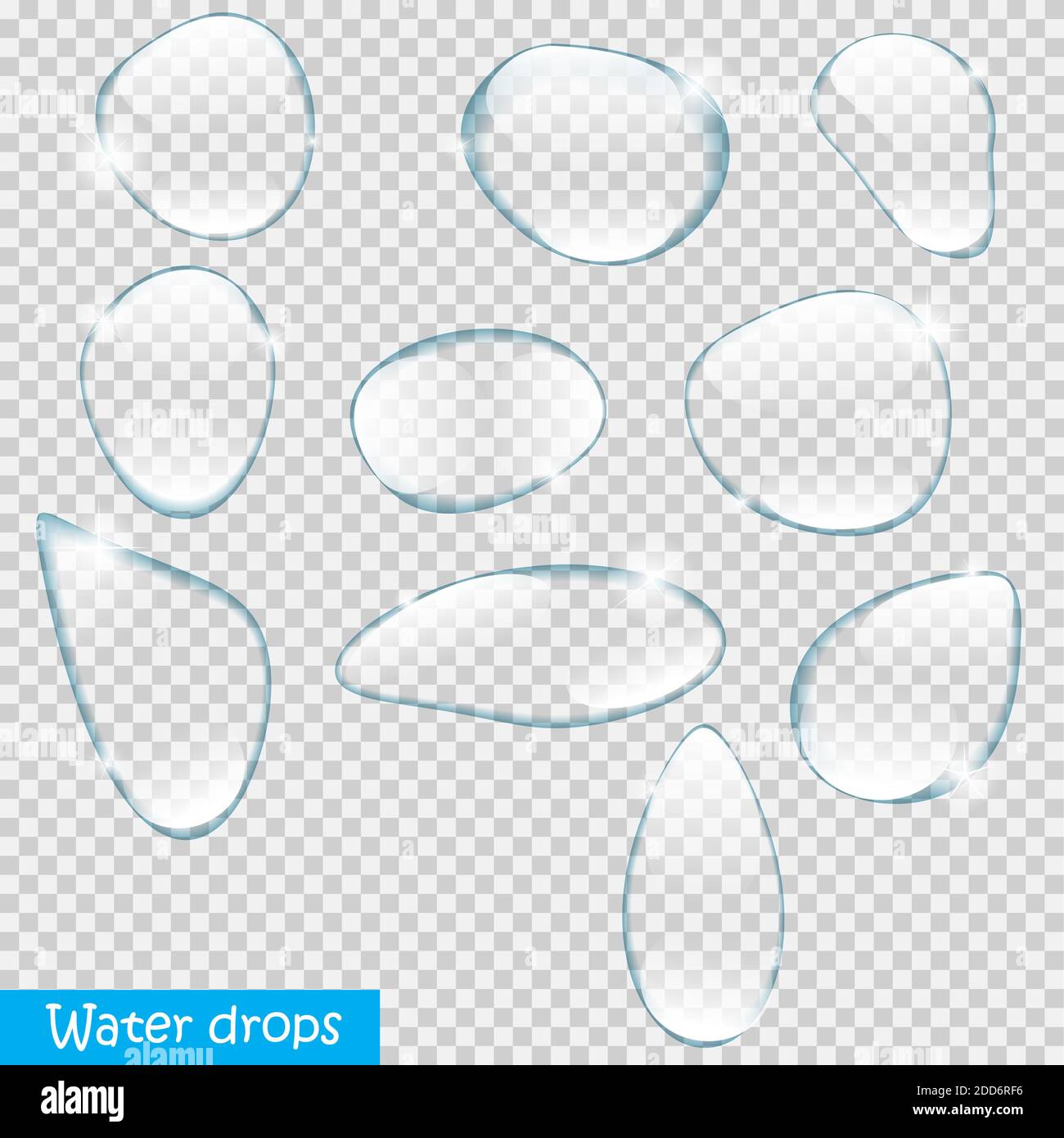 Realistic Water Drops Set On Transparent Background Illustration Stock ...
