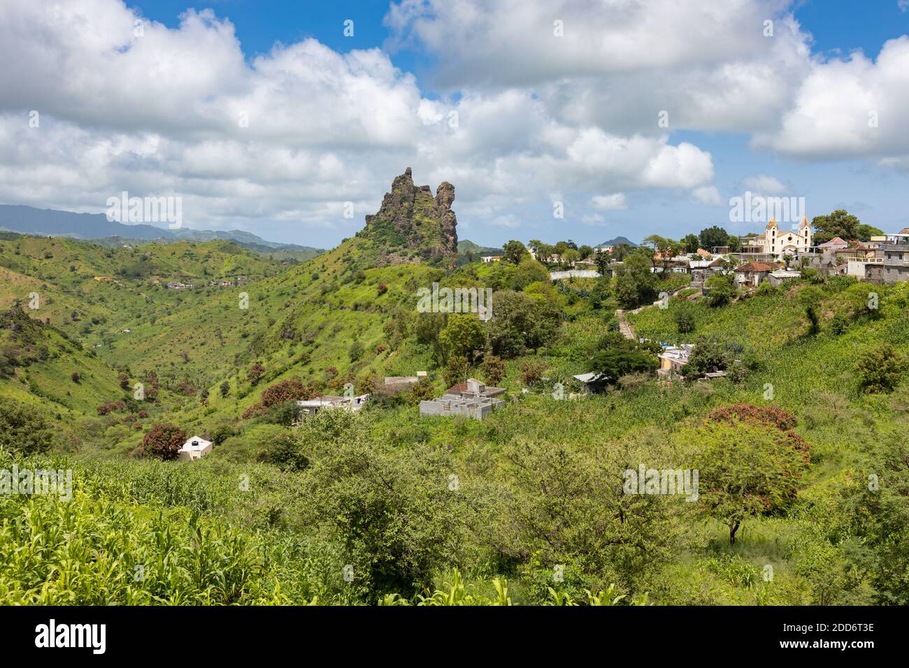 Mountainous green Santiago Island landscape in rain season - Cape Verde  Stock Photo - Alamy