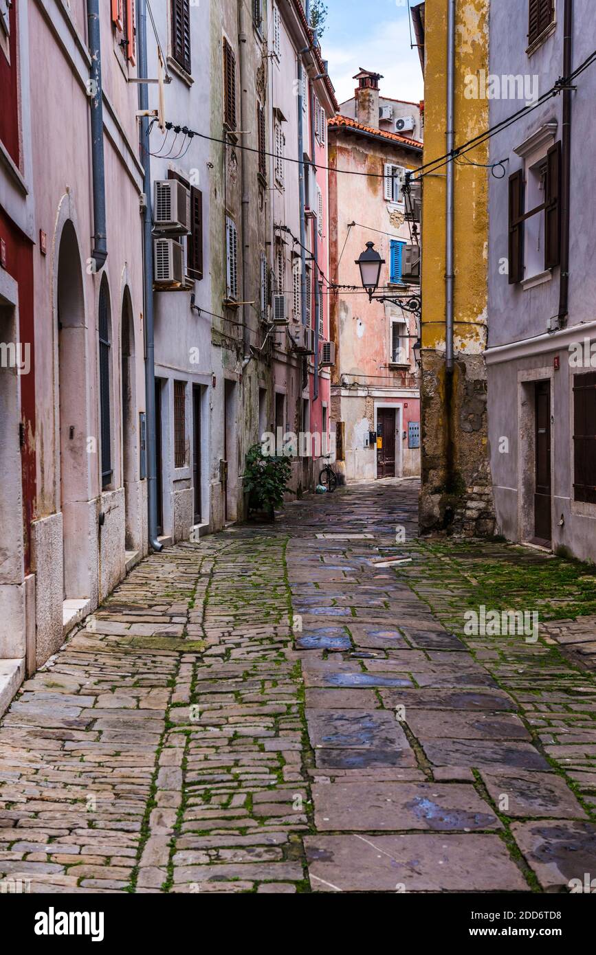 Piran side streets, Slovenian Istria, Slovenia, Europe Stock Photo