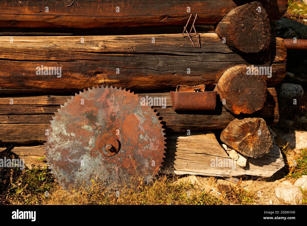 WA1849900...WASHINGTON Old mining tools at the Tungsten Mine site in