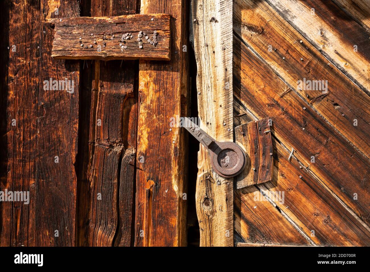 WA18504-00...WASHINGTON - The door of the historic Tungsten Mine located along the Boundary Trail in the Pasayten Wilderness area. Stock Photo