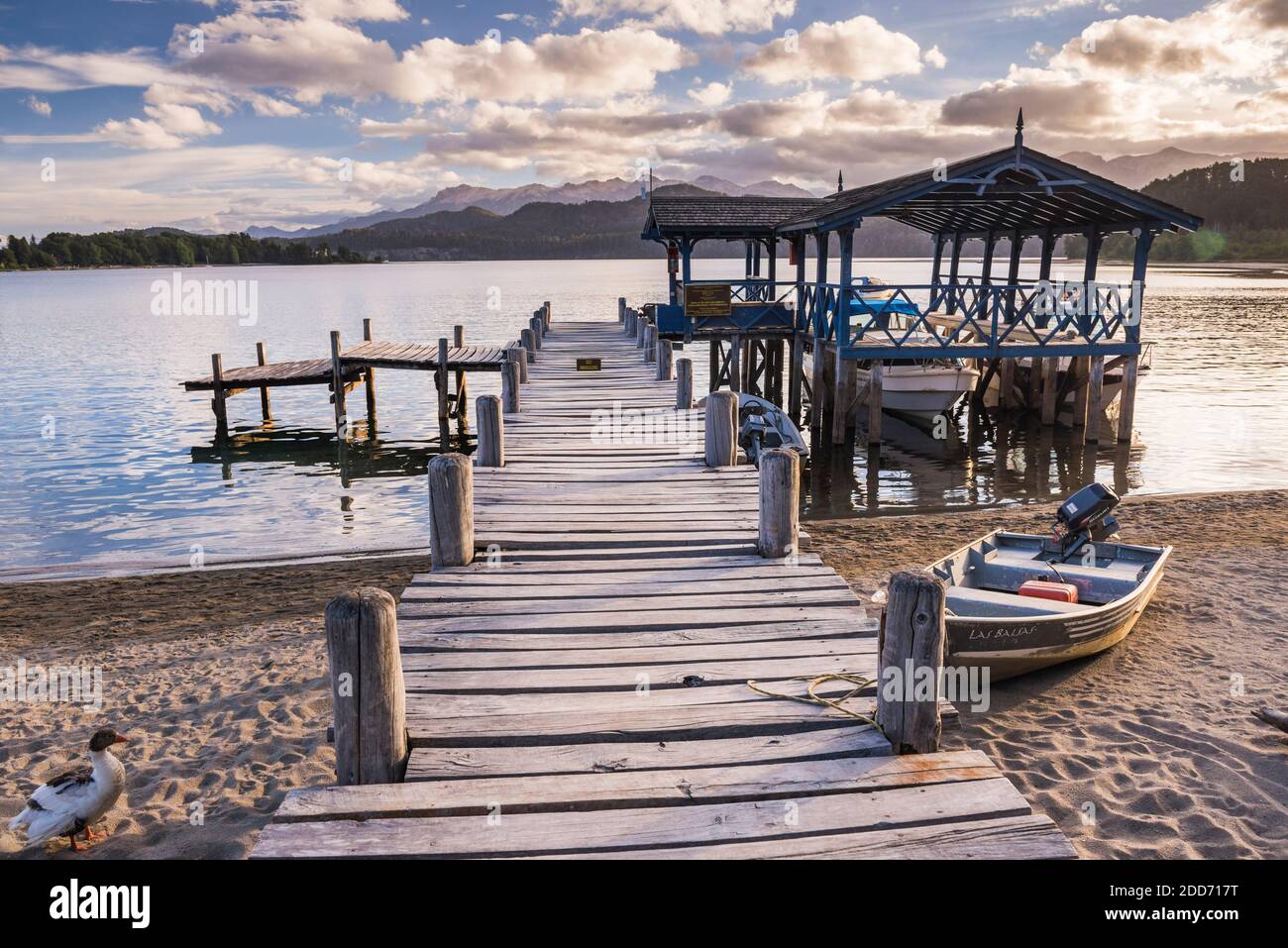 Pier at Las Balsas Gourmet Hotel and Spa, Villa la Angostura, Neuquen, Patagonia, Argentina, South America Stock Photo
