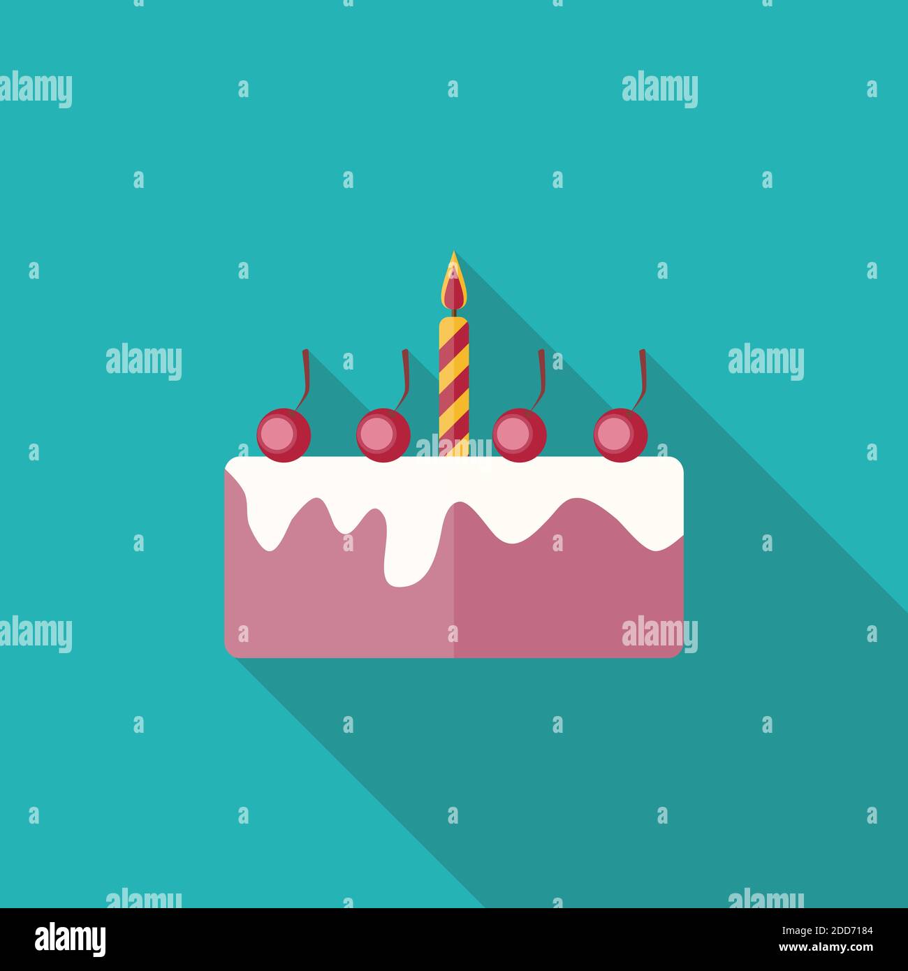 Birthday Cake Flat Icon with Long Shadow, Illustration Stock Photo - Alamy