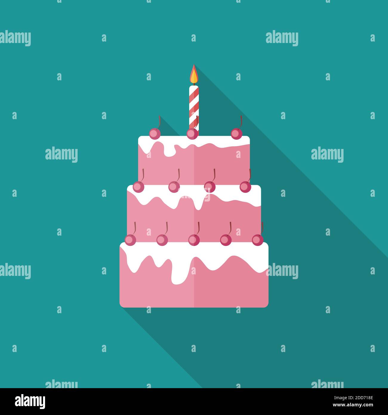 Birthday Cake Flat Icon with Long Shadow, Illustration Stock Photo - Alamy