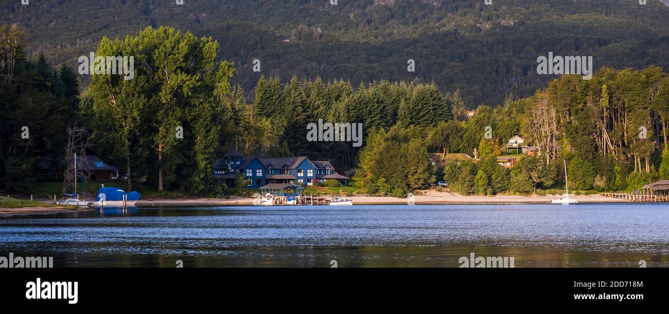 Las Balsas Gourmet Hotel and Spa, Las Balsas Bay, Villa la Angostura, Neuquen, Patagonia, Argentina, South America Stock Photo