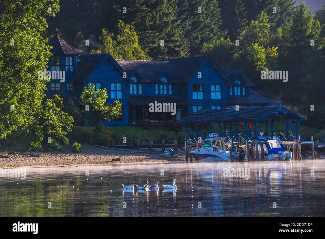 Las Balsas Gourmet Hotel and Spa, Las Balsas Bay, Villa la Angostura, Neuquen, Patagonia, Argentina, South America Stock Photo