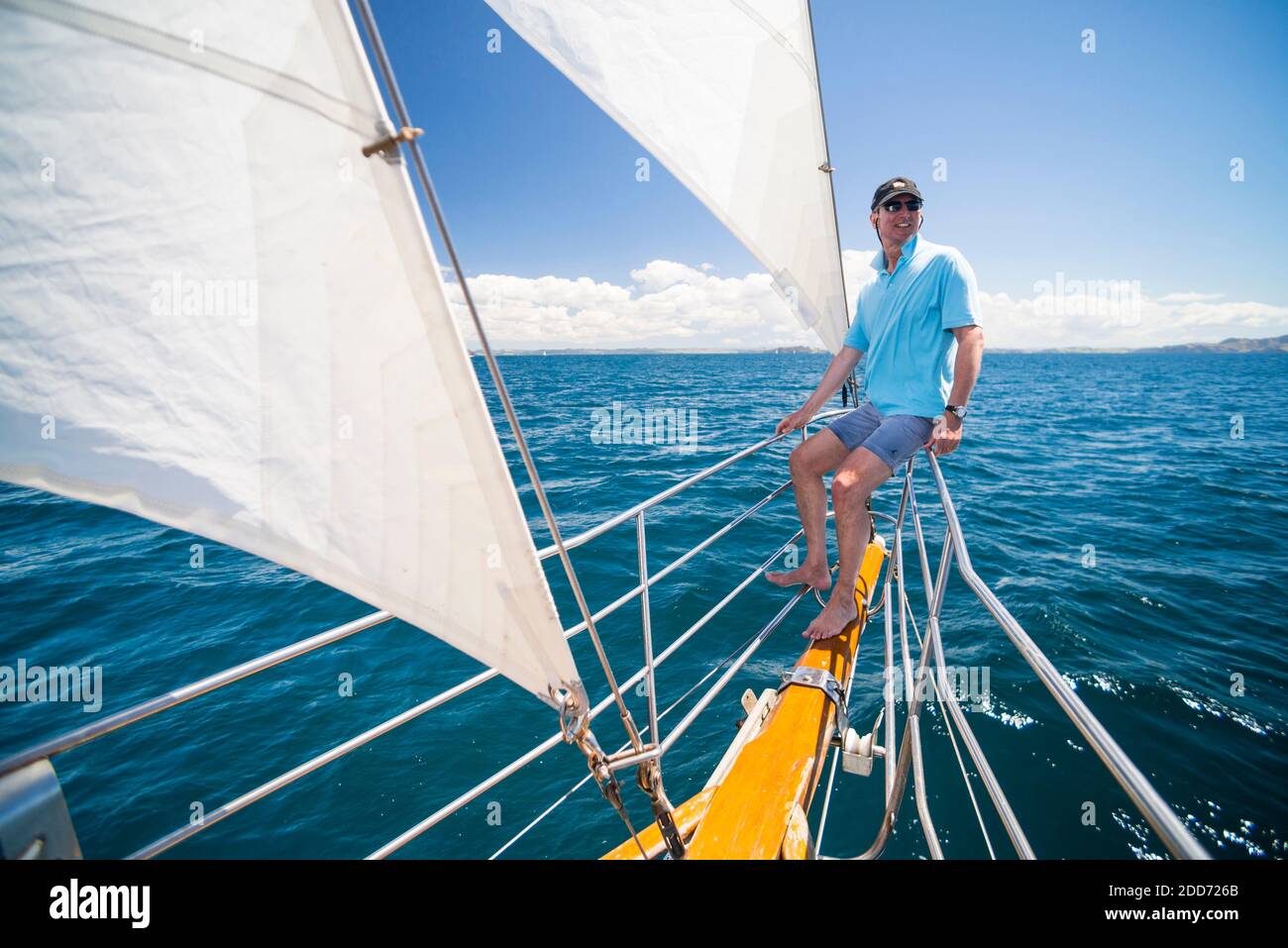 Portrait happy man sailing boat hi-res stock photography and images - Alamy