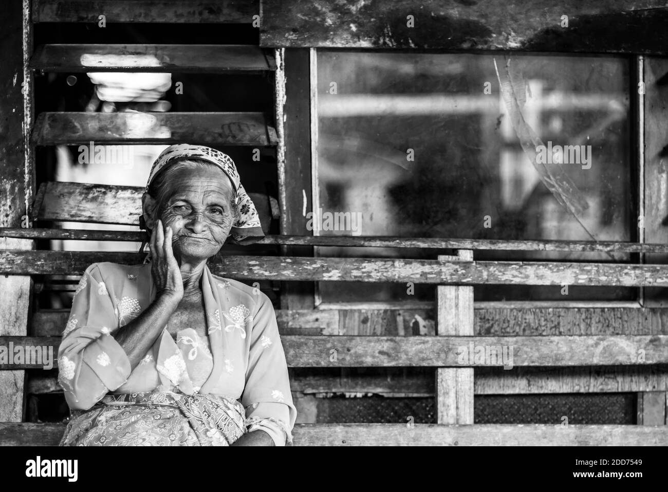 Portrait of a lady in Sungai Pinang Village, near Padang in West Sumatra, Indonesia, Asia Stock Photo