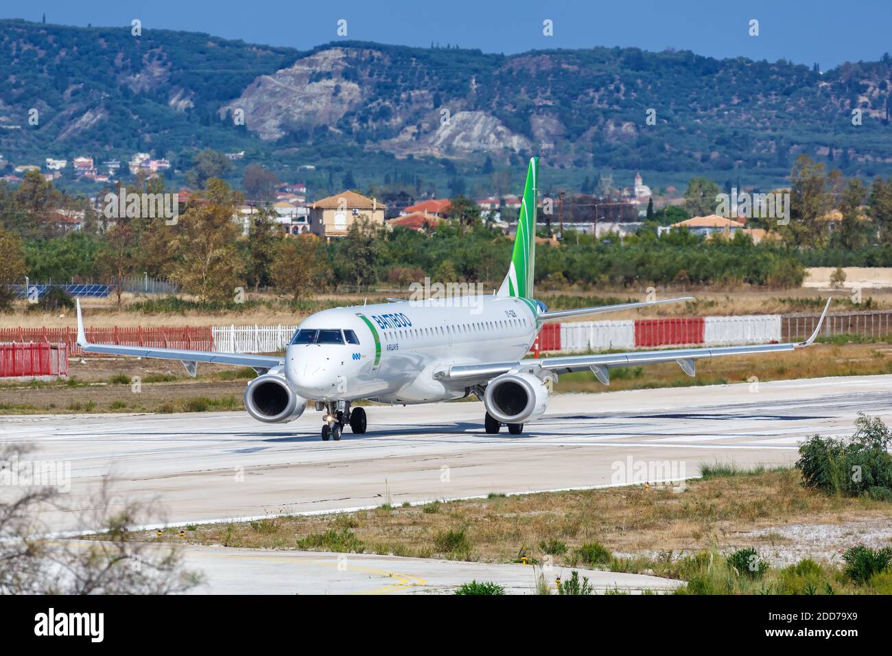 Zakynthos, Greece - September 21, 2020: Bamboo Airways Embraer 195 airplane at Zakynthos Airport in Greece. Stock Photo