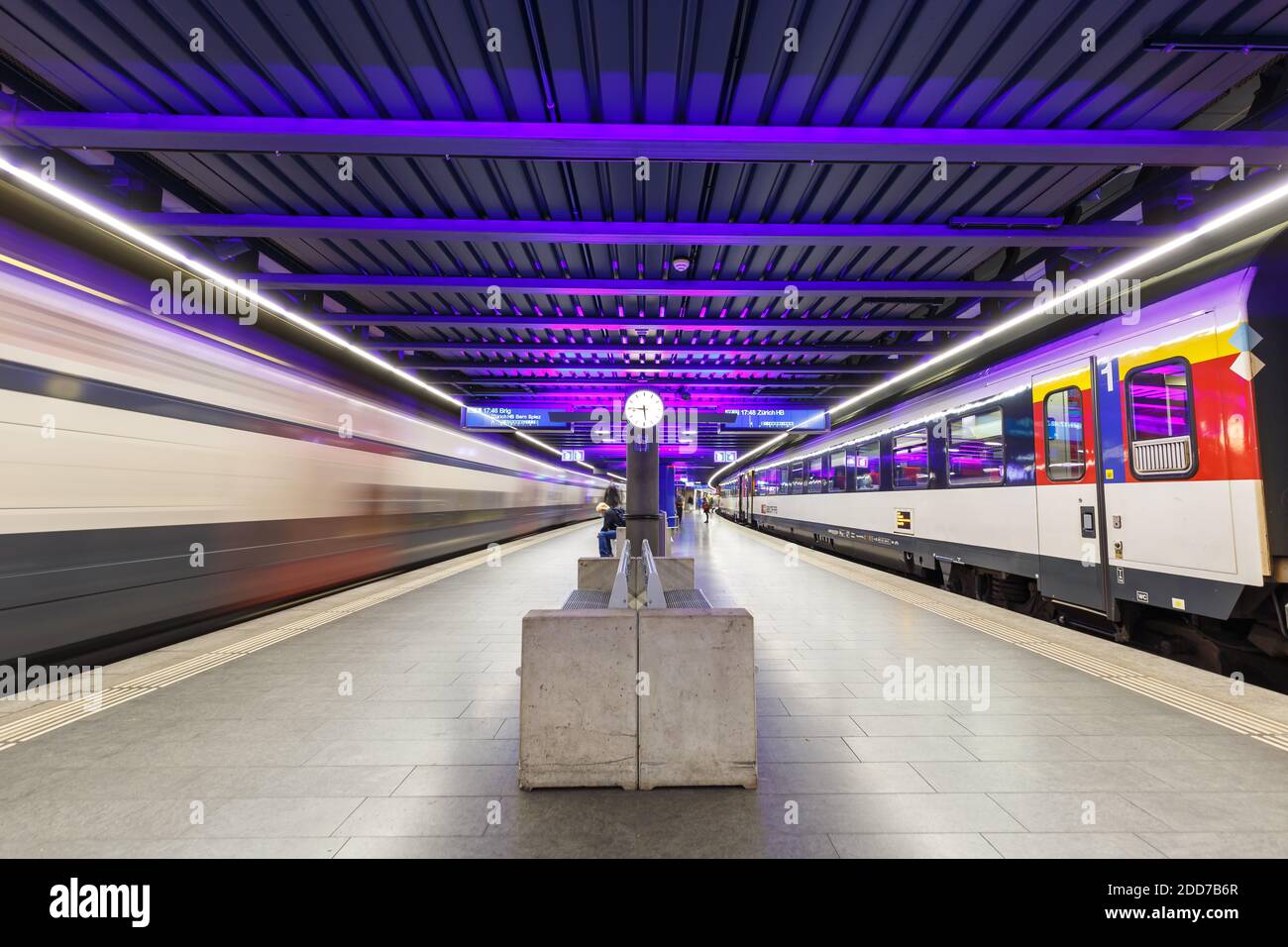 Zurich, Switzerland - September 23, 2020: Trains at Zurich Airport railway station in Switzerland. Stock Photo