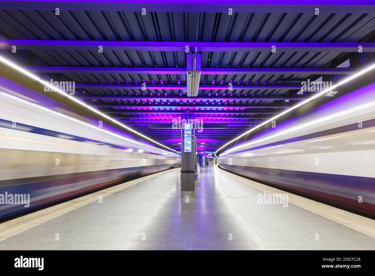 Zurich, Switzerland - September 23, 2020: Trains at Zurich Airport railway station in Switzerland. Stock Photo