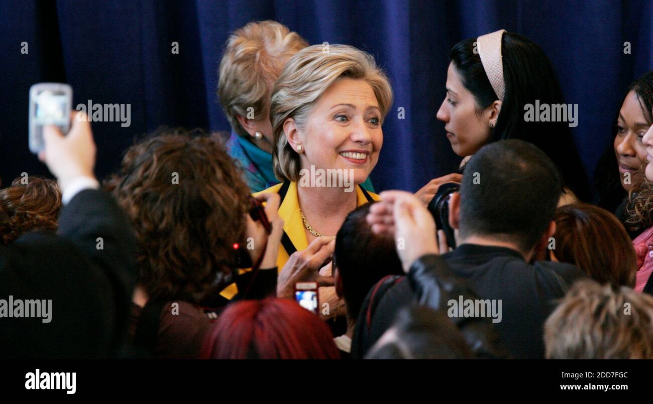 NO FILM, NO VIDEO, NO TV, NO DOCUMENTARY - New York Senator and Democratic presidential candidate Hillary Rodham Clinton greets supporters after discussing economic issues at Antisdel Chapel on the campus of Benedict College in Columbia, South Carolina, Friday, January 25, 2008. Photo by Erik Campos/The State/MCT/ABACAPRESS.COM Stock Photo