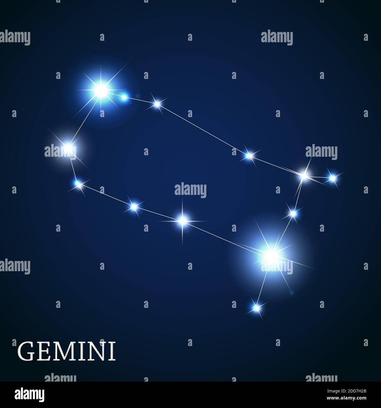 Gemini Zodiac Sign of the Beautiful Bright Stars Illustration Stock ...