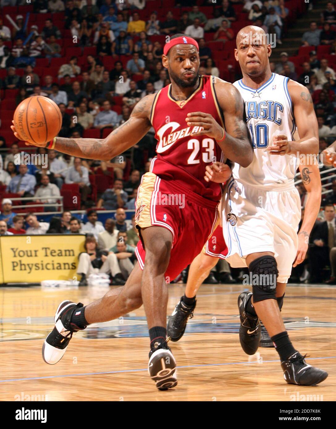 Detail view of the shoes worn by Cleveland Cavaliers forward LeBron James ( 23) during the second quarter in a NBA basketball game on Christmas against  the Golden State Warriors at Oracle Arena.