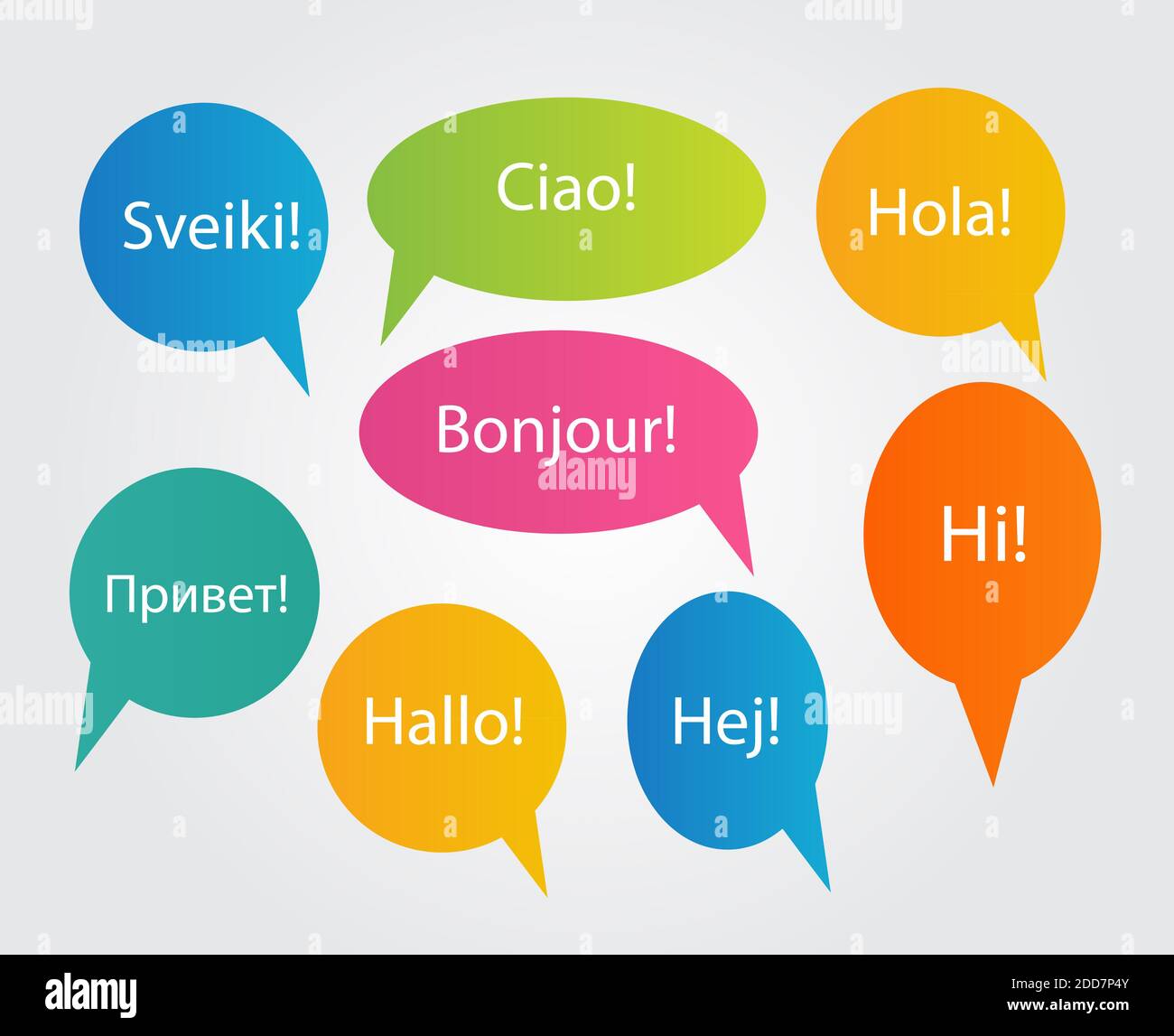 Set of Speech Bubble with Hello Word on Different Languages (Danish ...