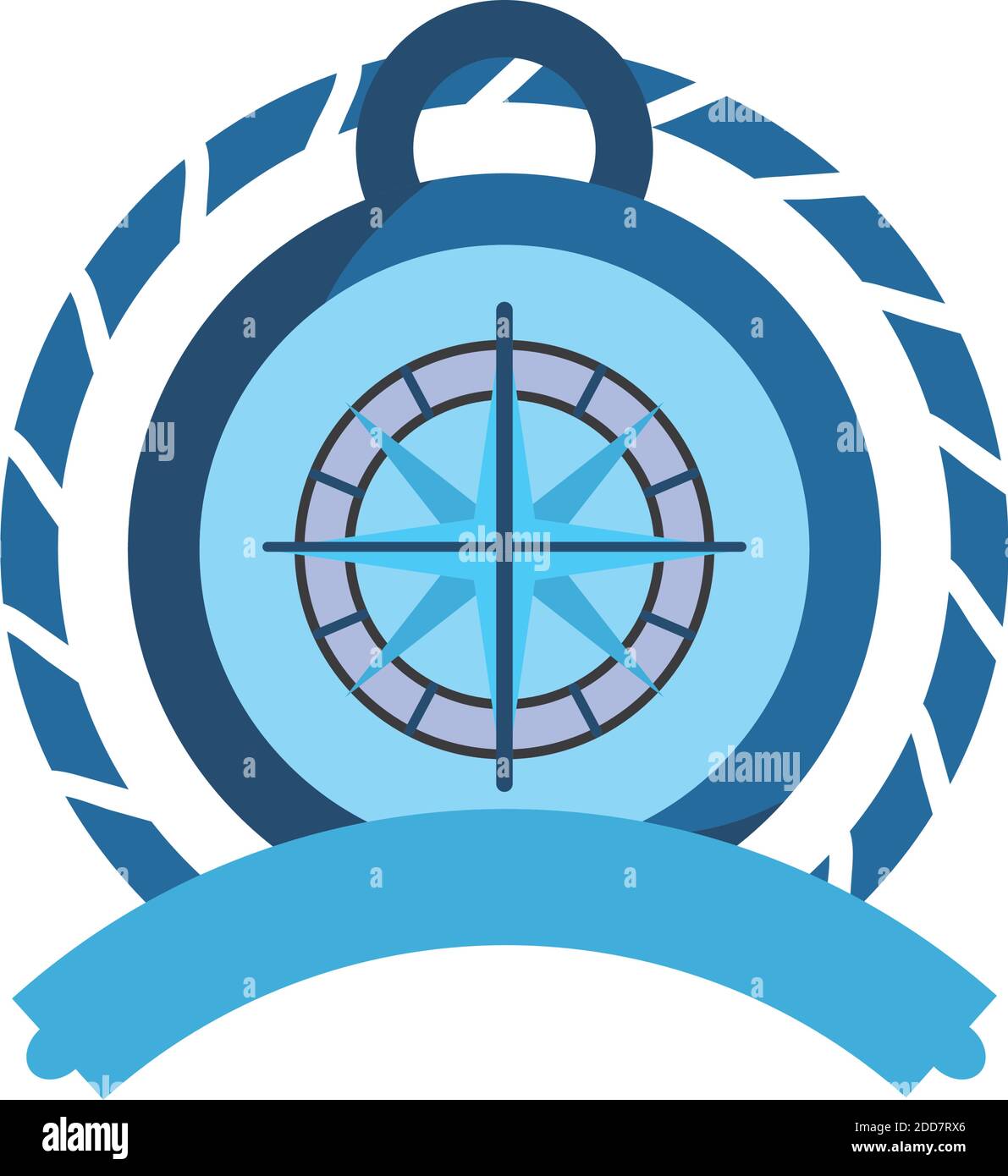 nautical compass in seal stamp with ribbon design sea ocean navigation