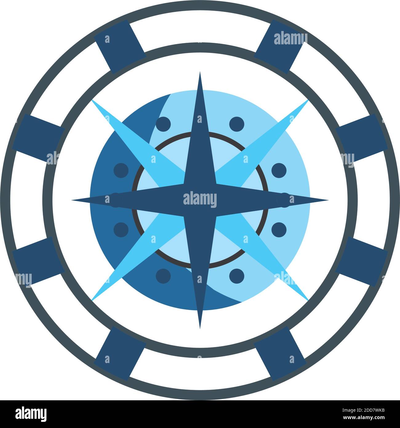 nautical compass in seal stamp design sea ocean navigation travel