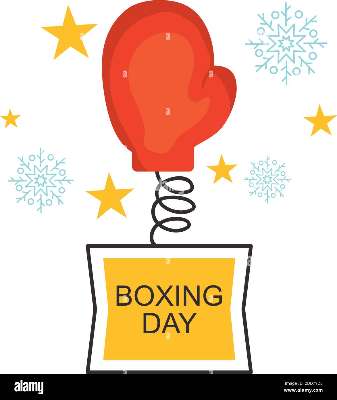 boxing day concept, boxing glove coming out with stars and snowflakes ...