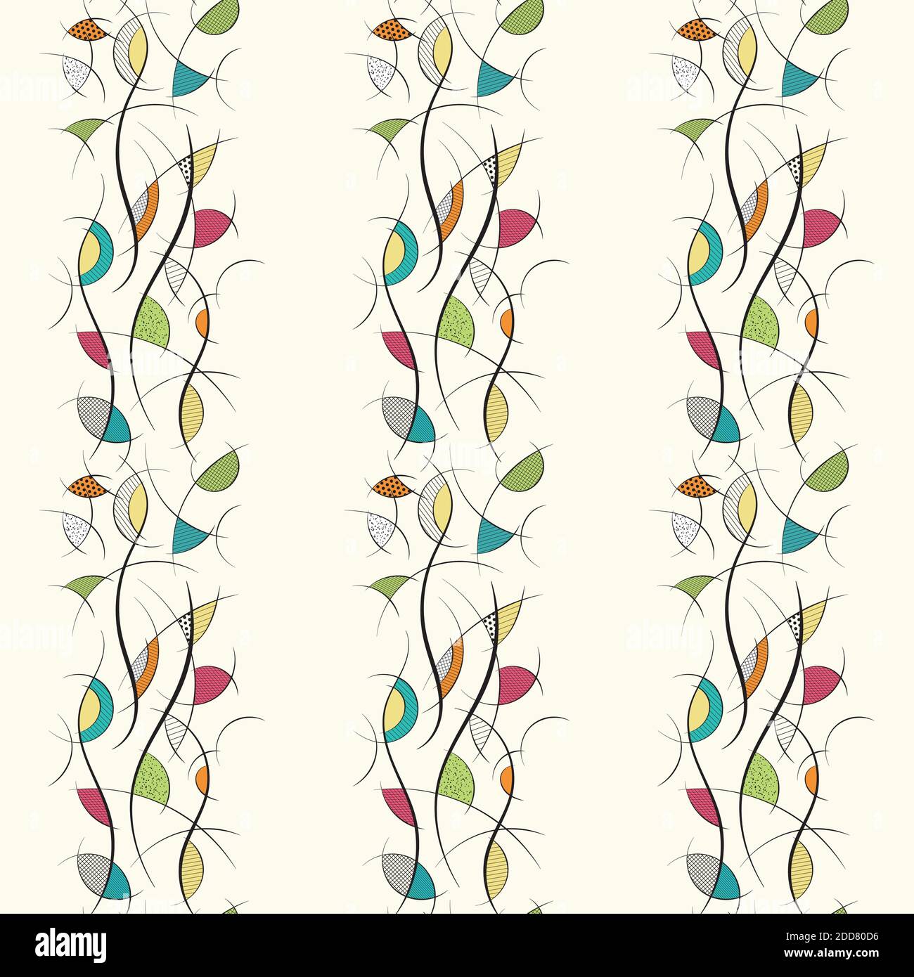 Abstract bright seamless pattern with black lines Stock Vector