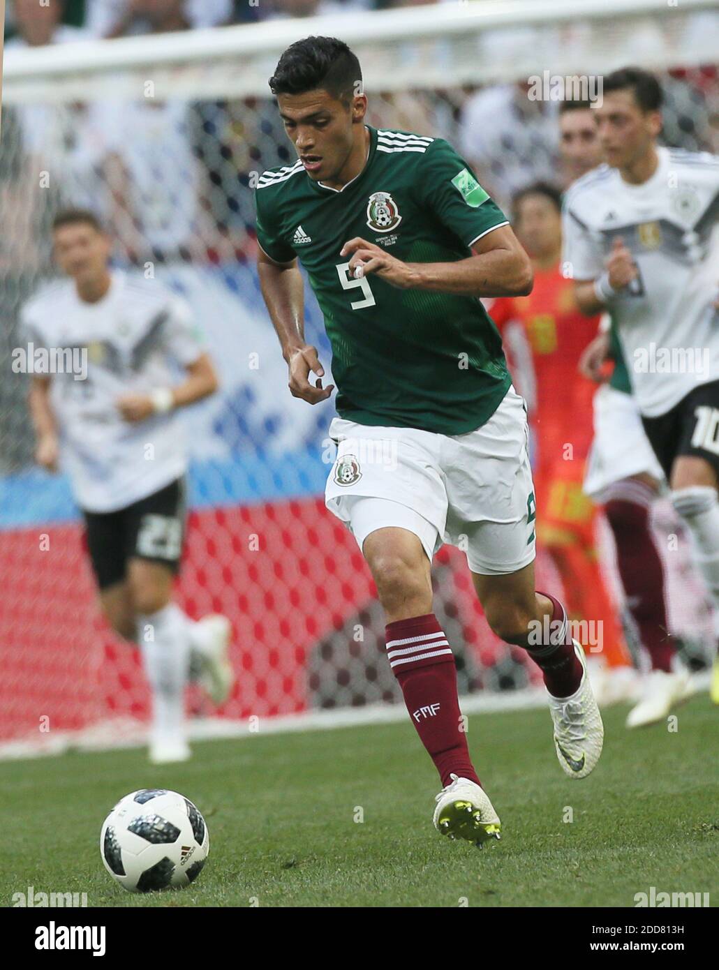 Raul Jimenez of Mexico during the 2018 FIFA World Cup Russia game, Germany vs Mexico in Luzhniky Stadium, Moscow, Russia on June 17, 2018. Mexico won 1-0. Photo by Giuliano Bevilacqua/ABACAPRESS.COM Stock Photo