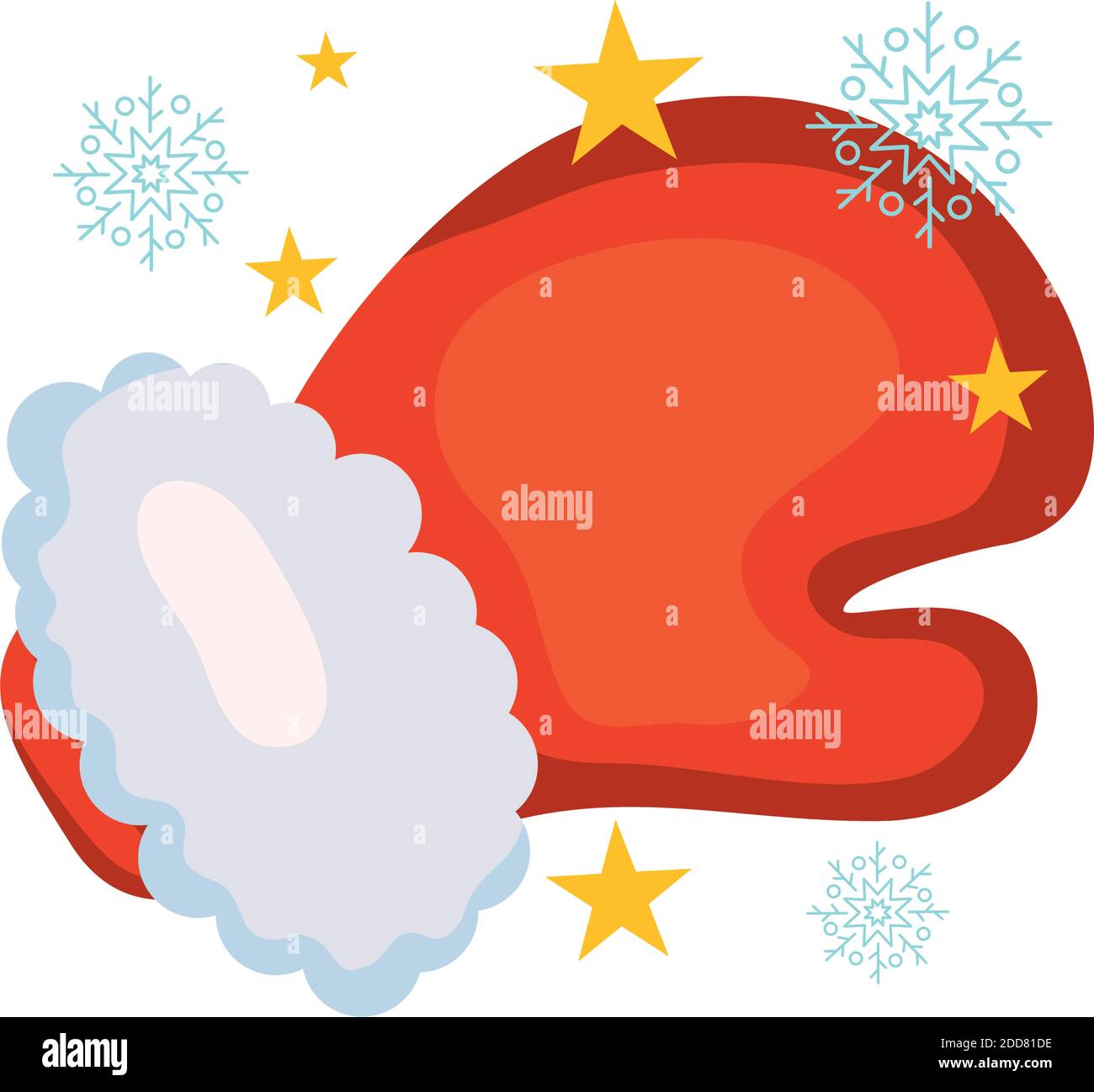 christmas boxing glove with stars and snowflakes around over white