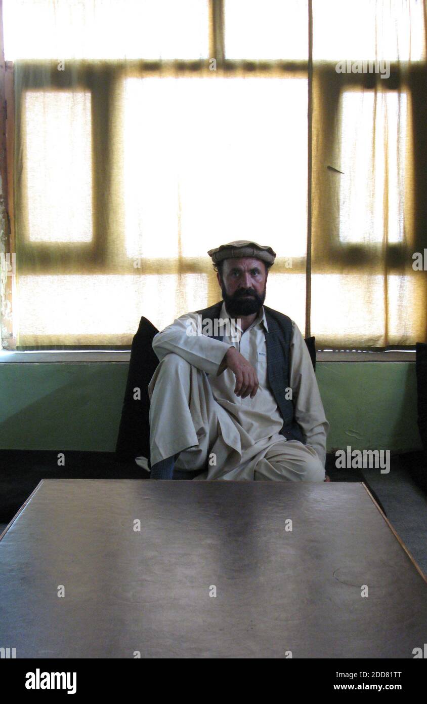 NO FILM, NO VIDEO, NO TV, NO DOCUMENTARY - Mohammed Akhtiar, ISN 1036, sits in a tribal office compound in Gardez, Afghanistan, during an interview on April 29, 2007. Akhtiar was among the first of more than 770 terrorism suspects who were imprisoned at the U.S. naval base at Guantanamo Bay, Cuba, after the Sept. 11, 2001, terrorist attacks. Photo by Tom Lasseter/MCT/ABACAPRESS.COM Stock Photo