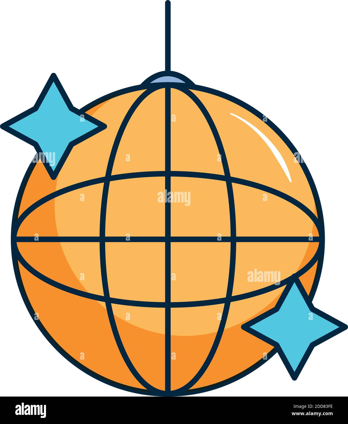 disco ball icon over white background, flat style, vector illustration ...