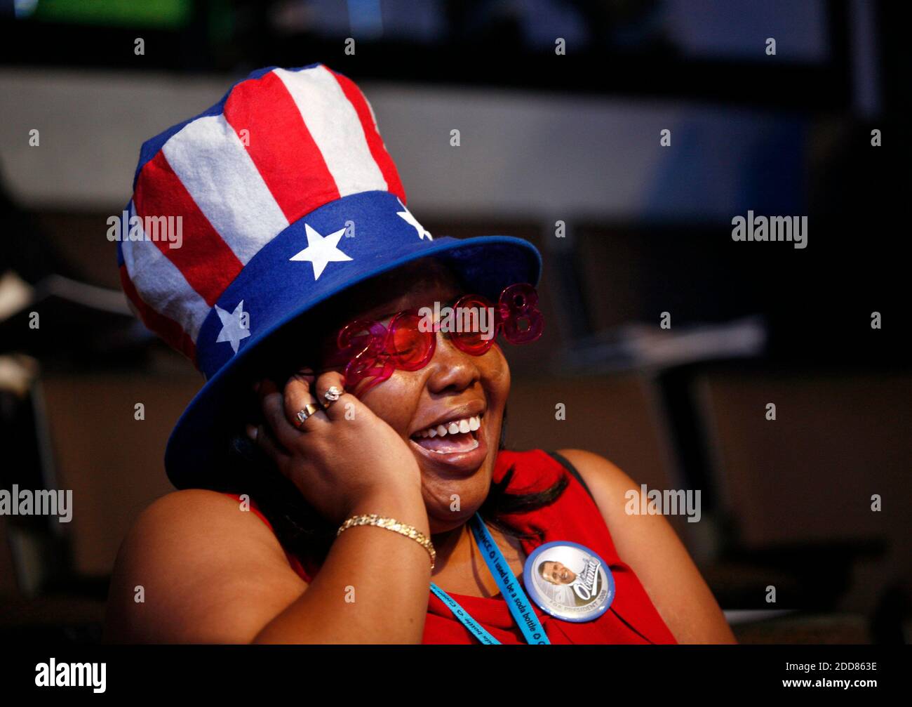 NO FILM, NO VIDEO, NO TV, NO DOCUMENTARY - North Carolina delegate Tiffany Powers attends the Democratic National Convention at the Pepsi Center in Denver, CO, USA on August 25, 2008. Photo by Brian Baer/Sacramento Bee/MCT/ABACAPRESS.COM Stock Photo